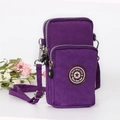 Petit sac à bandoulière violet pour téléphone en toile avec double fermeture éclair - Violet