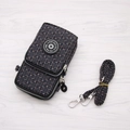 Vertical three-layer phone crossbody bag with geometric check print and adjustable strap - Coffee Plaid