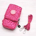 Three-layer pink leopard print crossbody mobile phone bag with detachable strap - Rose Red Leopard