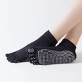 Calze yoga nere da donna a dita aperte con punti in silicone antiscivolo - Punta Completa-Tinta Unita / Nero Puro