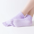 Calze da yoga a cinque dita viola chiaro con grip in silicone e maglia traspirante - Punta Completa-Tinta Unita / Viola Chiaro