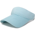 Himmelblauer Strick-Sonnenvisier für Damen mit breiter Krempe und atmungsaktivem Design - Verstellbar / Hellblau