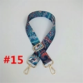 Detail view of ethnic paisley fabric bag strap with golden metal snap hooks and buckles - #15 Blue Red Paisley
