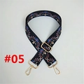 Close-up of adjustable ethnic floral bag strap with gold metal hooks and colorful embroidery - #05 Colorful Ethnic