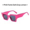 Square marble pattern sunglasses with rose red frame and dark grey lenses for fashion - Rose Red Frame Black Grey Lenses
