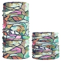 Seamless outdoor neck gaiter with colorful geometric patterns for cycling and sun protection - Colorful Geometric Camo
