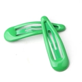 Pair of green candy-colored snap hair clips in a minimalist metal design - Green