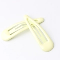 Pair of glossy pale yellow candy color hair clips for women with a polished finish - Light Yellow