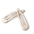 Set of two beige cream candy-colored metal BB hair clips in a minimalist hollow design - Tea White