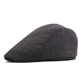 Classic dark grey plaid flat cap with red and black checkered pattern in cotton - 58cm / Dark Gray