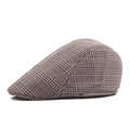 Gorra plana clásica marrón para hombre con elegante diseño vintage de cuadros escoceses - 58cm / Caqui