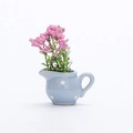 Mini vaso calamita da frigo in ceramica azzurra a pois bianchi con fiori artificiali - Stile Bollitore a Pois Blu Chiaro (A) / Altezza 7 * Larghezza 5,5 cm