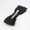 Classic large black satin double bow headband hair clip with silver spring clasp - Hair Bow / Black Hair Clip