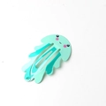 Detail of light blue jellyfish BB hair clip with cute cartoon face for kids - Jellyfish
