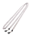 Silver stainless steel eyeglass chain with non-slip rubber loops and fine link design - Silver