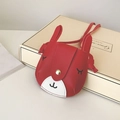 Cute red rabbit cartoon crossbody bag for kids featuring 3D ears and gold buckle - Red