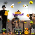 Halloween window stickers set featuring orange pumpkins, black cats and spooky ghosts - Ghost Pumpkin Tombstone(HL-JDT17-011)