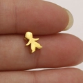 Colgante niña de acero inoxidable dorado pulido para pulseras DIY con agujero 1,8mm - Cuenta de 8mm con Agujero Pequeño Niña / Dorado