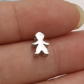 Cuenta compacta de acero inoxidable con forma de niña en la punta del dedo para joyas DIY - Cuenta de 8mm con Agujero Pequeño Niña / Plateado