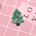 Green Christmas tree hair clip with colorful polka dots on a metal snap BB pin base - 24# Christmas Tree