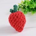 Handwoven strawberry-shaped cotton rope pet toy for dog teething and cleaning - Strawberry