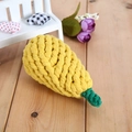 Handmade woven cotton rope dog toy shaped like yellow corn for pet teeth cleaning - Yellow Pear