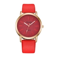 Stylish women's quartz wristwatch with red leather strap and sparkling starry dial - Red