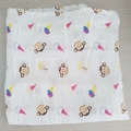 Lange en mousseline de coton blanc pour bébé avec imprimés singes et glaces colorés - Singe