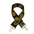 Adjustable woven shoulder strap for bags with yellow sunflower pattern and gold metal hooks - Sunflower