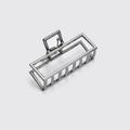 Detail einer geometrischen Haarklammer aus Metall in Gun-Grey mit hohlem Rechteck-Design - Schwarz