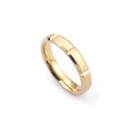 Brushed gold stainless steel ring with geometric engravings on a white background - US 10 / Women's Size 10 (KR47298-K) / Gold
