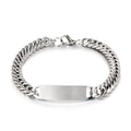 Minimalistische zilveren roestvrijstalen cubaanse armband met blanco ID-plaatje voor heren - Stijl 3-Brede Cubaanse Schakelketting