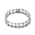Bracciale da uomo in acciaio inossidabile stile catena da bici industriale argento - Argento