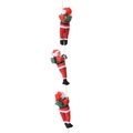 Three Santa Claus figures climbing on a white rope for Christmas tree hanging decorations - 25cm / Three Person Rope