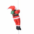 Statuetta di Babbo Natale che si arrampica sulla corda bianca con sacco di regali verde - 25cm / Corda per una persona