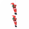 Christmas hanging decoration featuring two Santa Claus figurines on a white climbing rope - 25cm / Two Person Rope