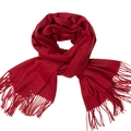 Soft red fringe scarf made of faux cashmere material for winter season fashion - Burgundy