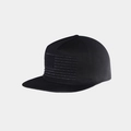 Black snapback hat featuring a subtle tonal American flag embroidery on front crown - Adjustable / Black