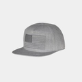 Gray flat brim hip hop hat with embroidered American flag in monochrome textured fabric - Adjustable / Gray