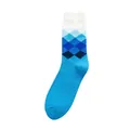 Hellblaue mittellange Socken mit einem modischen Rautenmuster und Farbverlauf - Einheitsgröße / Weißer Bund Himmelblau Argyle
