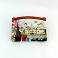 Vintage coin purse featuring London Big Ben and red phone booth print with zipper - Style 12#