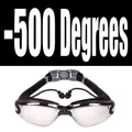 Professional silver coated myopia swim goggles in black frame with 500 degrees lens - 500 Degree Myopia / Electroplated Black