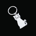 Eleganter Katzen-Schlüsselanhänger aus Zinklegierung in Silber auf schwarzem Grund - Katzenstil (GX-127)