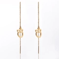 Orecchini pendenti a catena lunga con ciondolo a civetta dorata in stile animalier minimal - Gufo / Oro