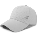 Light gray quick-dry mesh baseball cap for summer sports with breathable side lettering - Adjustable / Light Gray