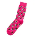 Wadenhohe Socken in kräftigem Rosarot mit gelben und blauen Zitronen-Fruchtmustern - Einheitsgröße / Rosenrote Zitrone