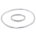 Conjunto de collar y pulsera magnética de acero inoxidable plateado con grabado OBERCIAN - Color Acero / Juego