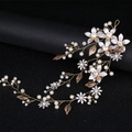 Elegante accessorio per capelli da sposa con foglie d'oro, fiori e perline - Oro