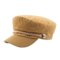 Ginger yellow corduroy sailor cap with braided rope detail and vintage metal button - 58cm / Ginger Yellow