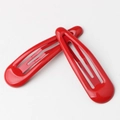 Set of two candy colored red snap hair clips with a high gloss finish on white background - Red